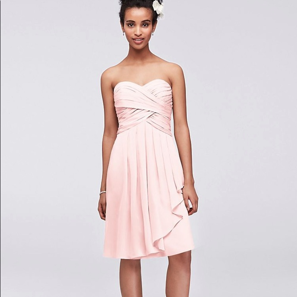 Short Crinkle Chiffon Dress with Front Cascade